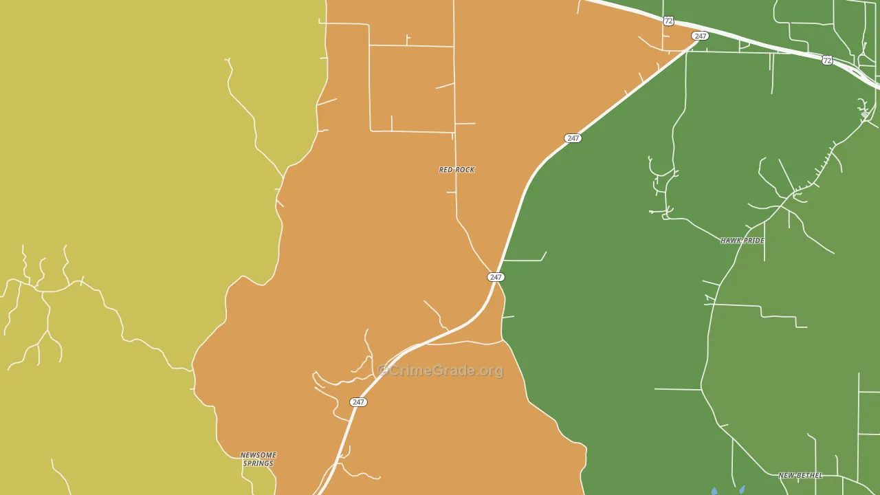 Red Rock, AL Map of Burglary Rates