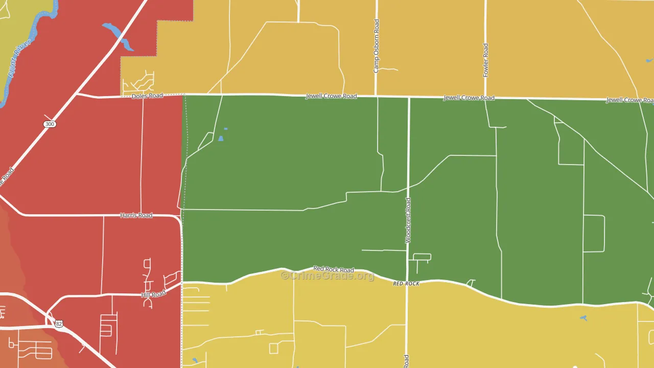 Red Rock, GA Map of Burglary Rates