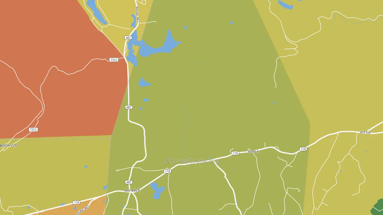 Red Rock, PA Map of Burglary Rates