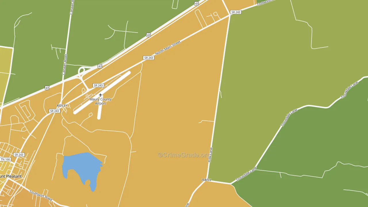Red Row, TN Map of Burglary Rates