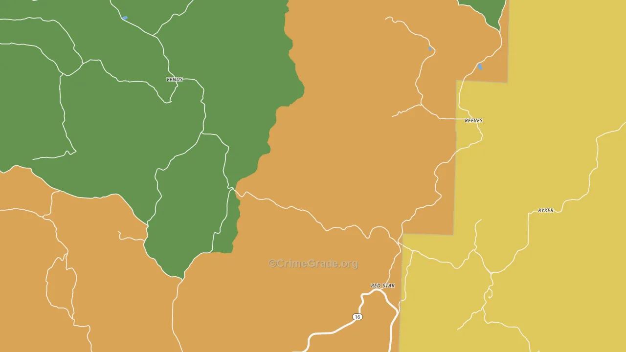 Red Star, AR Map of Burglary Rates