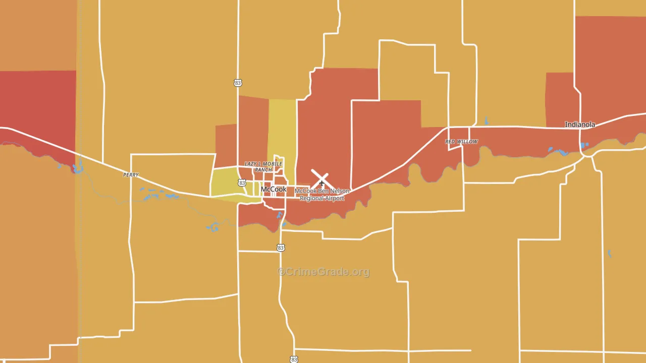 Red Willow County, NE Map of Burglary Rates