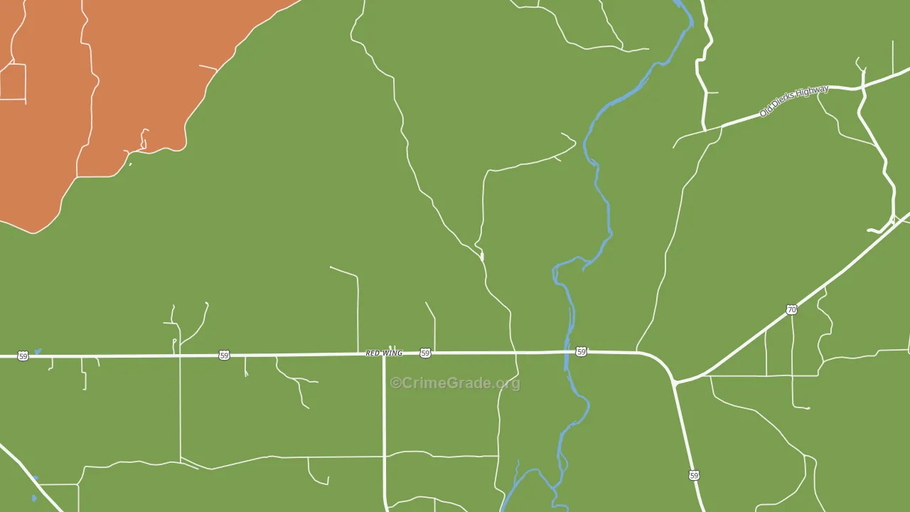 Red Wing, AR Map of Burglary Rates
