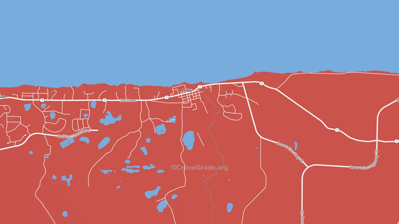 Redby, MN Map of Burglary Rates