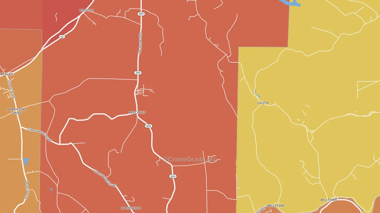 Redclyffe, PA Map of Burglary Rates