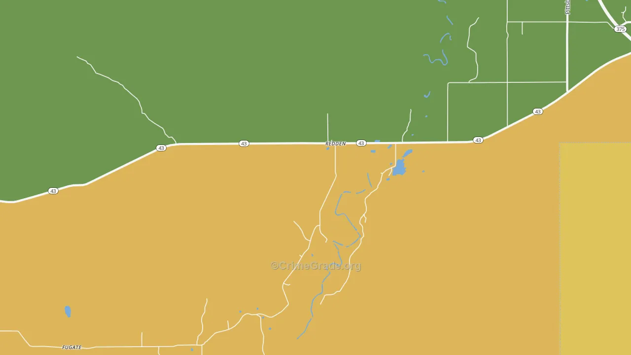 Redden, OK Map of Burglary Rates