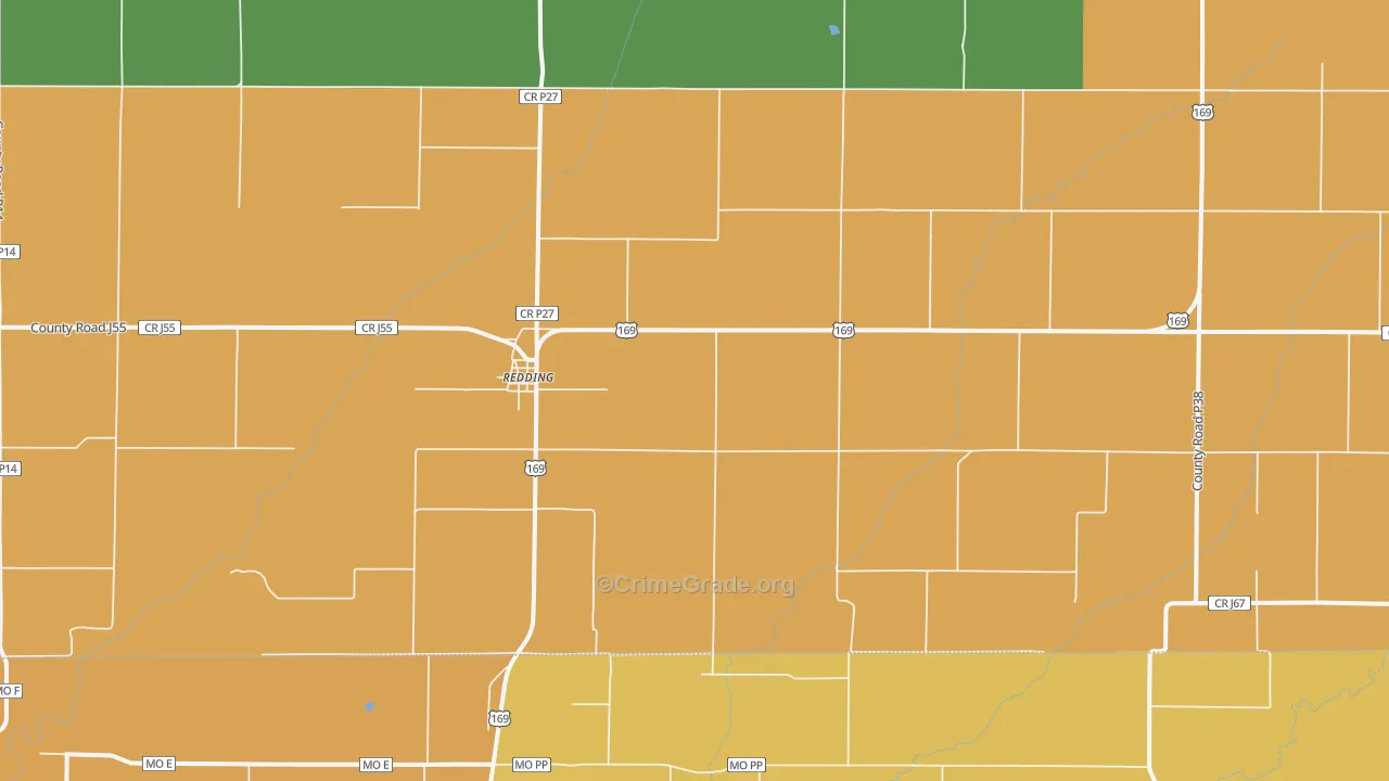 Redding, IA Map of Burglary Rates