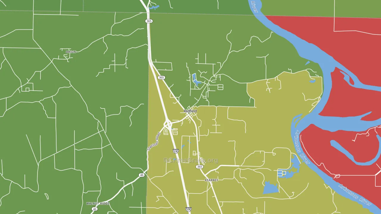 Redfield, AR Map of Burglary Rates