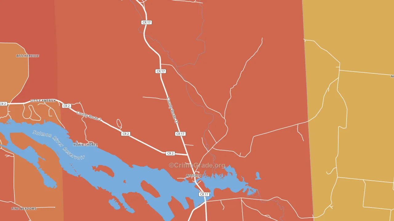 Redfield, NY Map of Burglary Rates