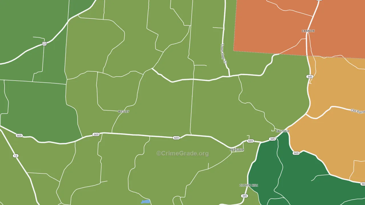 Redfield, OH Map of Burglary Rates