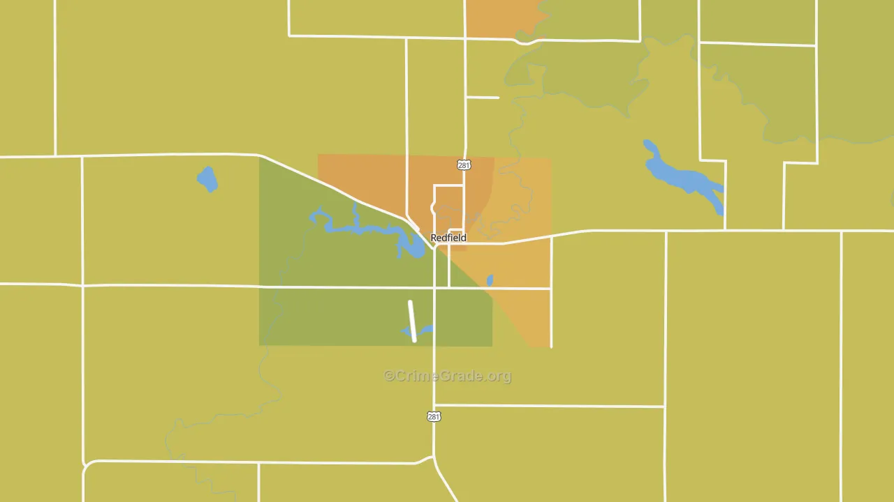 Redfield, SD Map of Burglary Rates