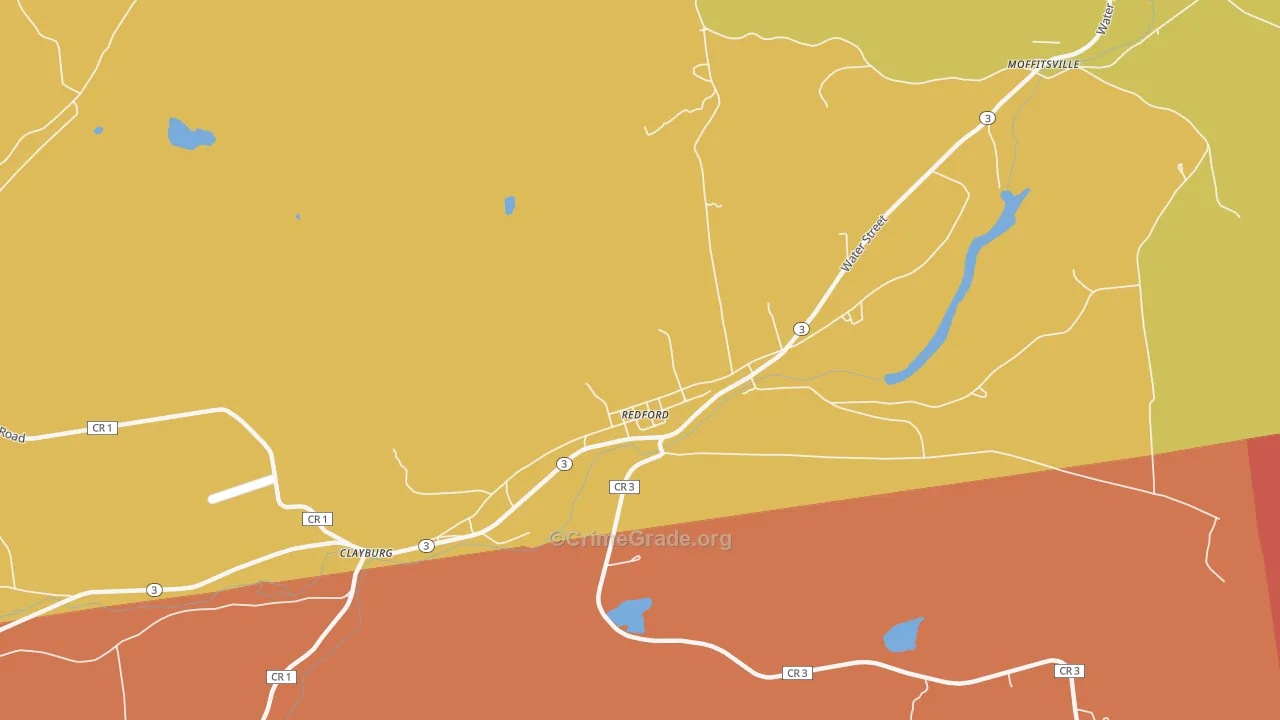 Redford, NY Map of Burglary Rates