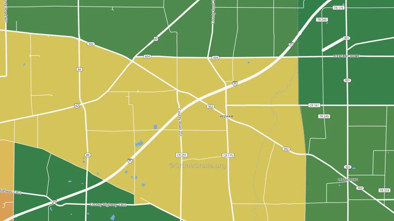 Redhaw, OH Map of Burglary Rates