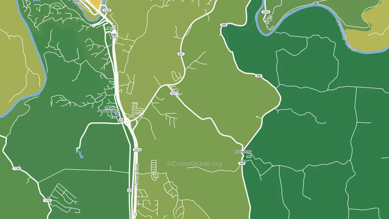 Redhouse, KY Map of Burglary Rates