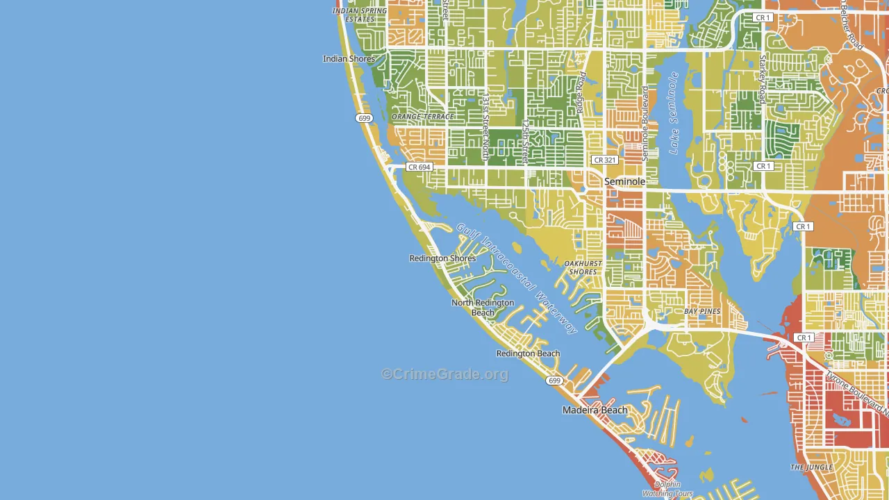 Redington Shores, FL Map of Burglary Rates