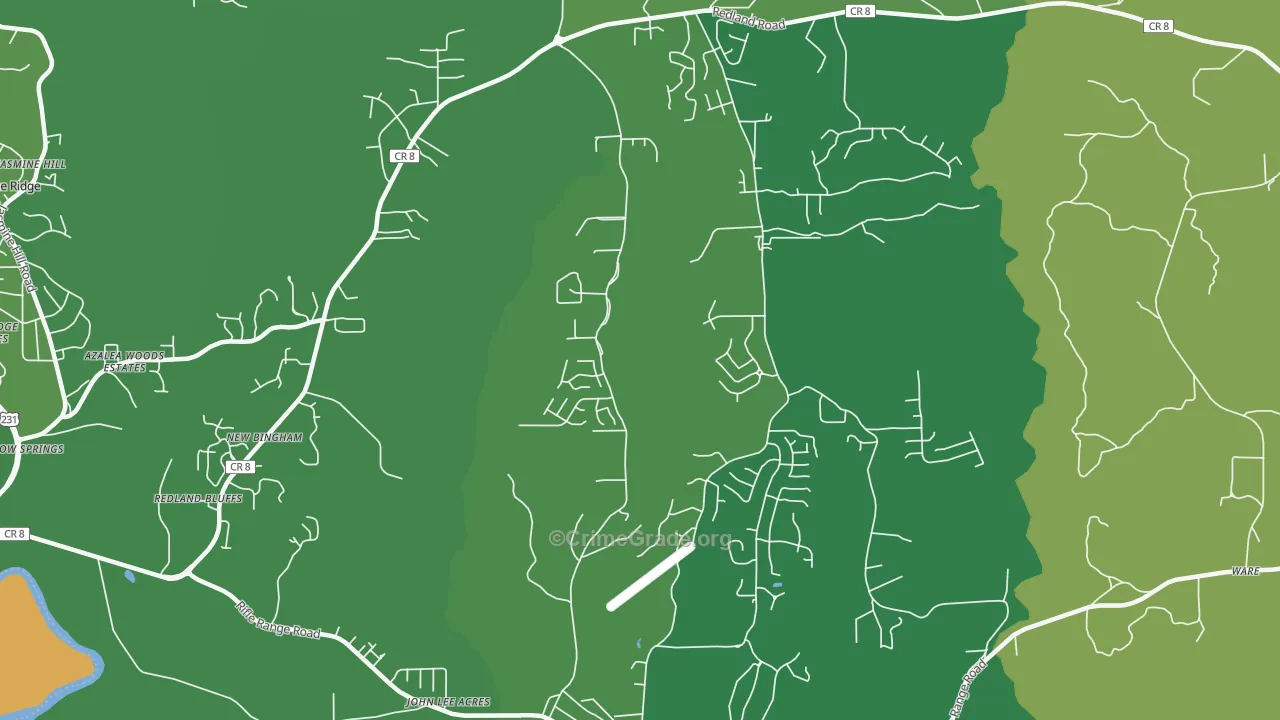 Redland, AL Map of Burglary Rates