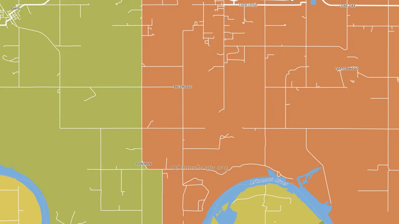 Redland, OK Map of Burglary Rates