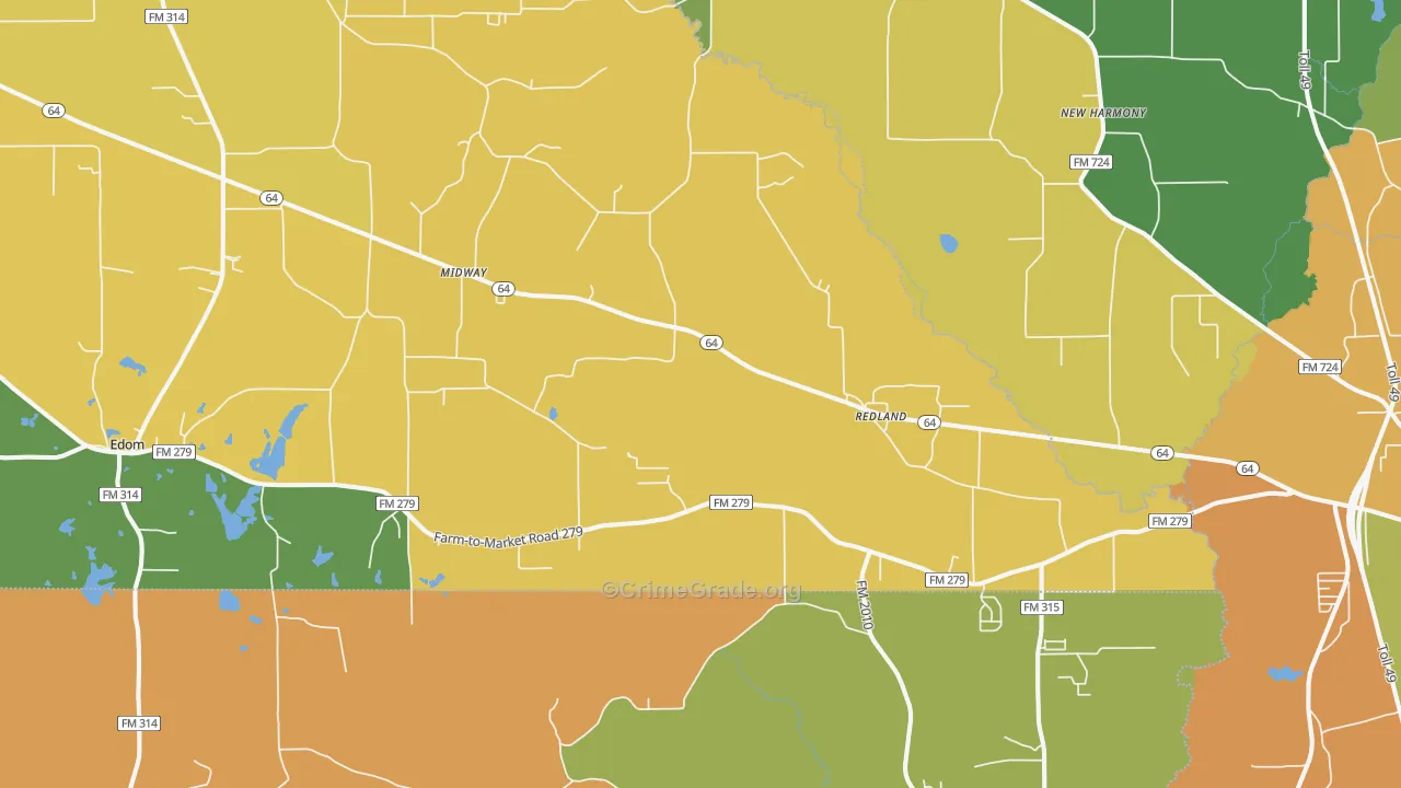 Redland, TX Map of Burglary Rates