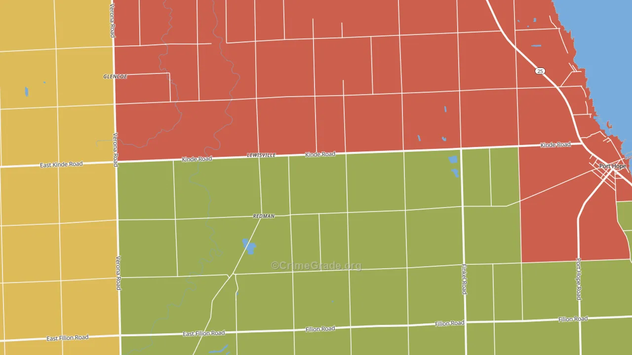 Redman, MI Map of Burglary Rates