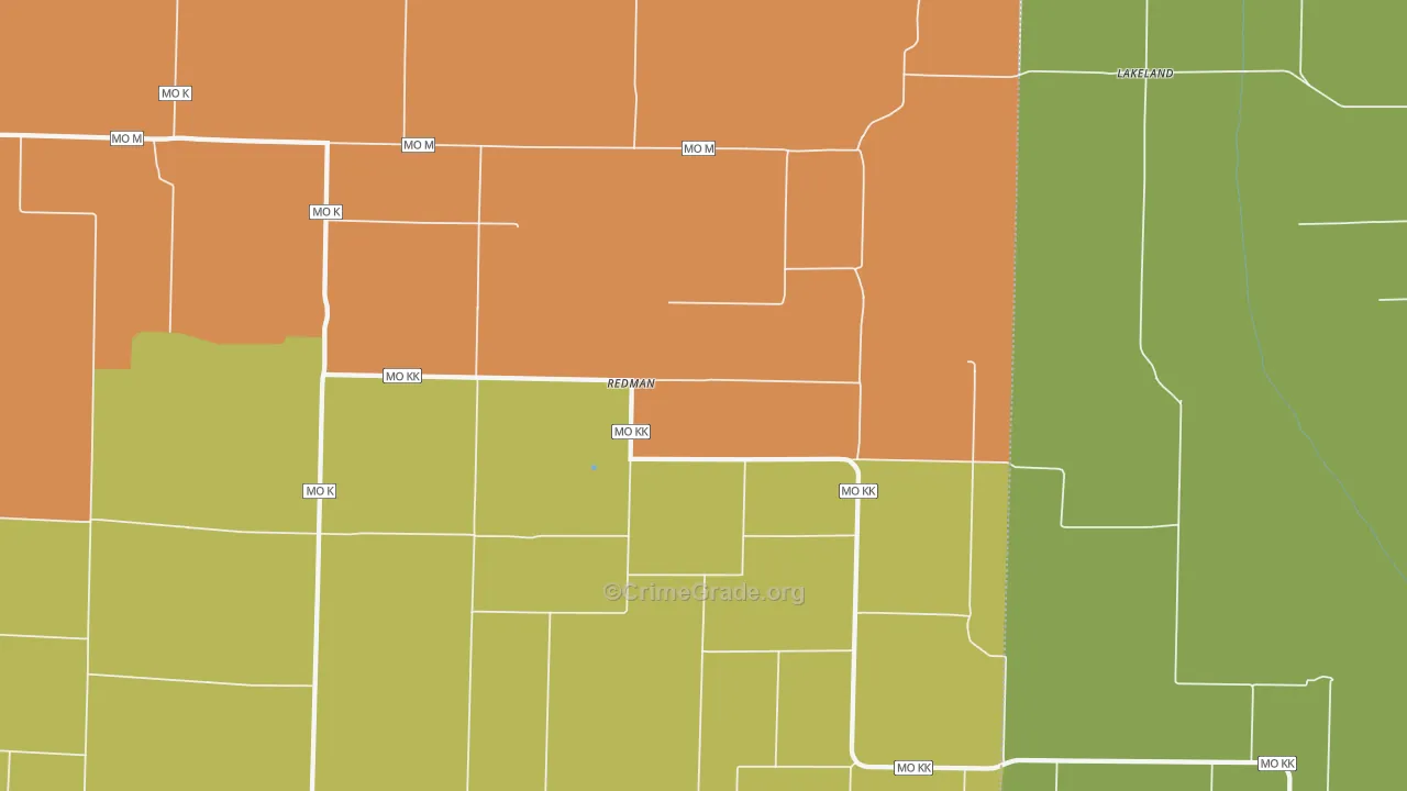 Redman, MO Map of Burglary Rates