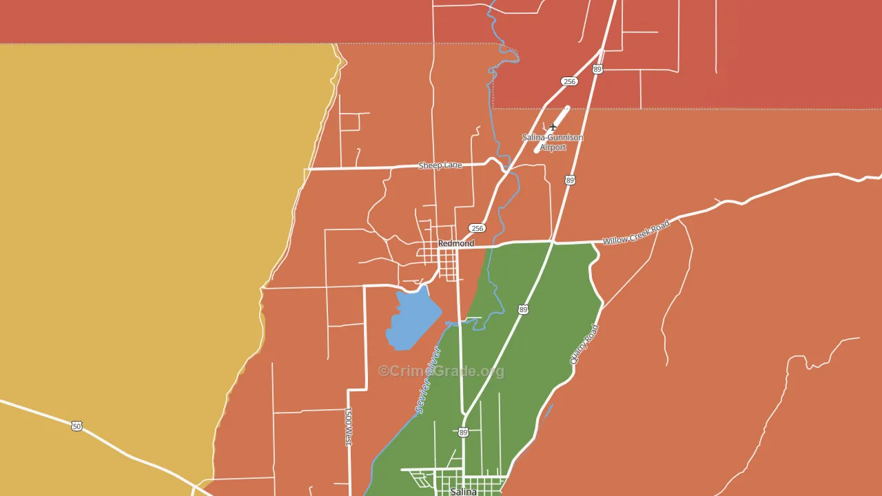 Redmond, UT Map of Burglary Rates
