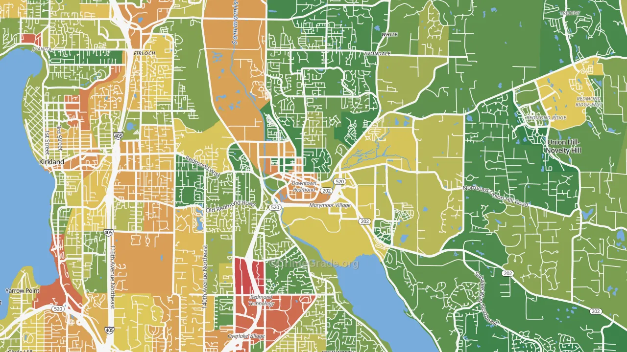 Redmond, WA Map of Burglary Rates
