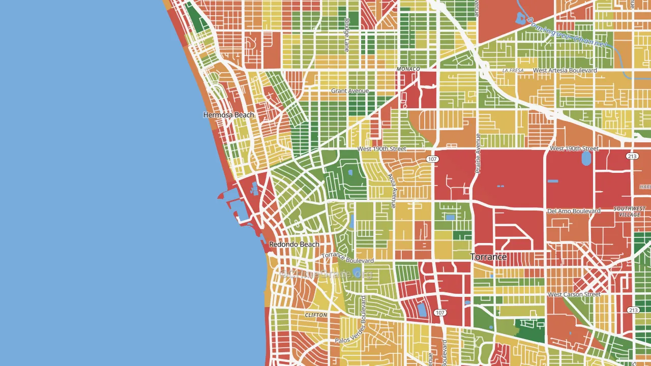 Redondo Beach, CA Map of Burglary Rates