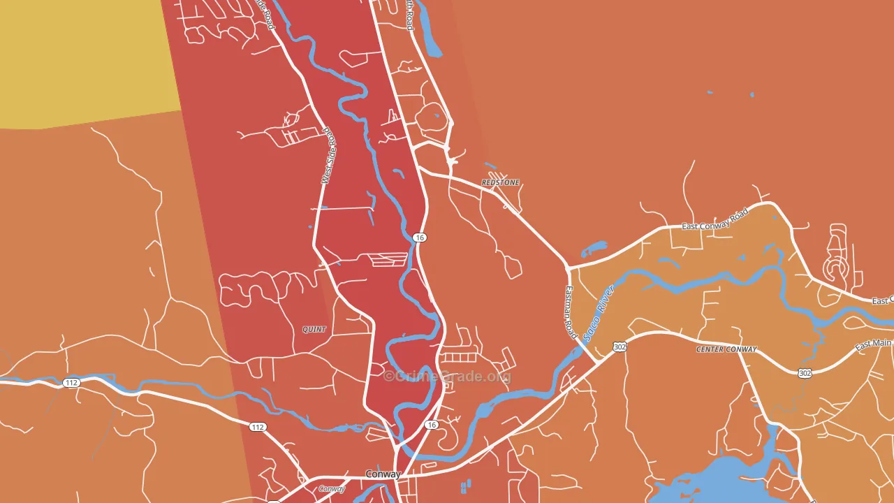 Redstone, NH Map of Burglary Rates