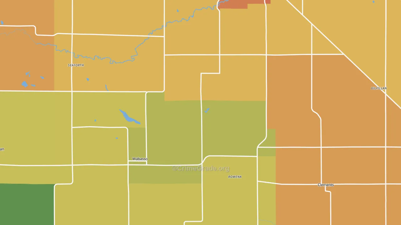Redwood County, MN Map of Burglary Rates