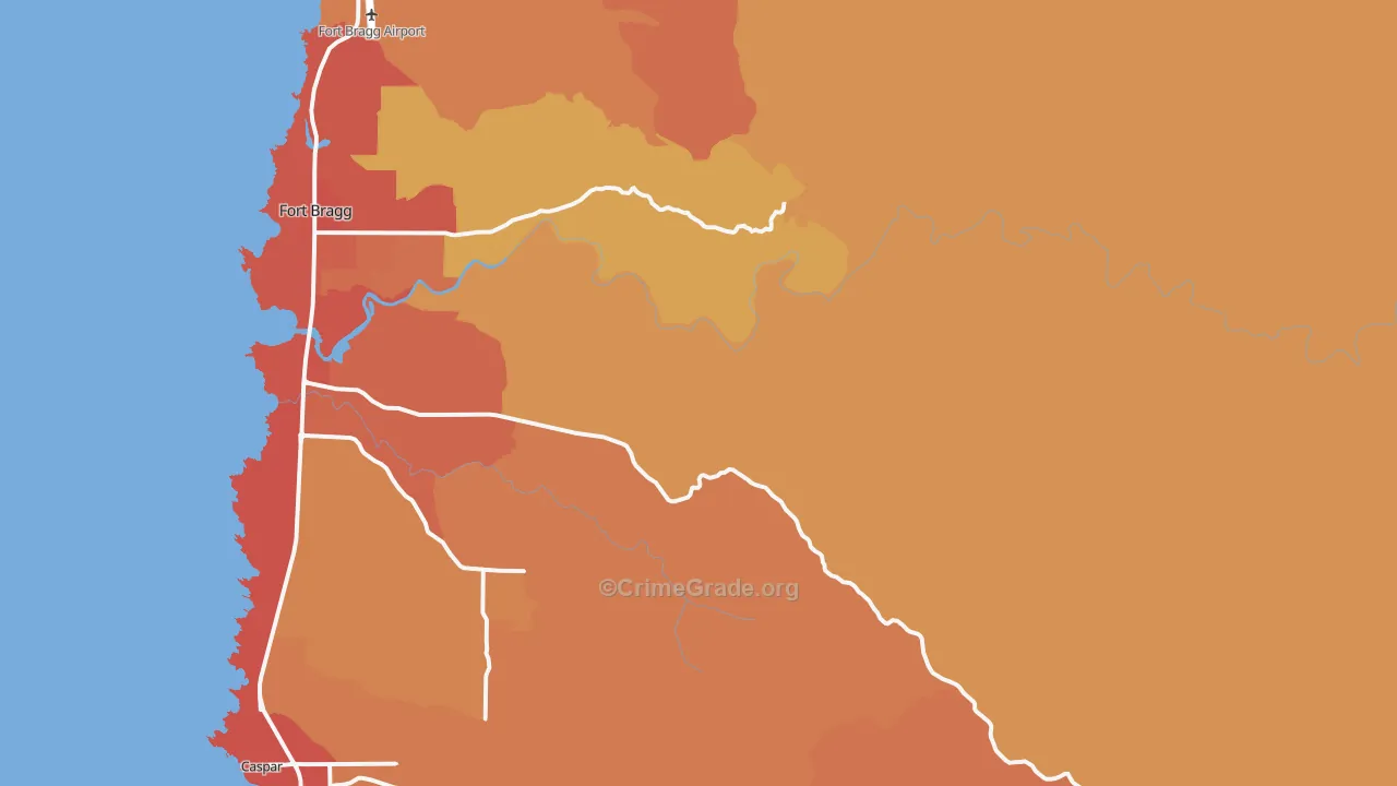 Redwood Lodge, CA Map of Burglary Rates