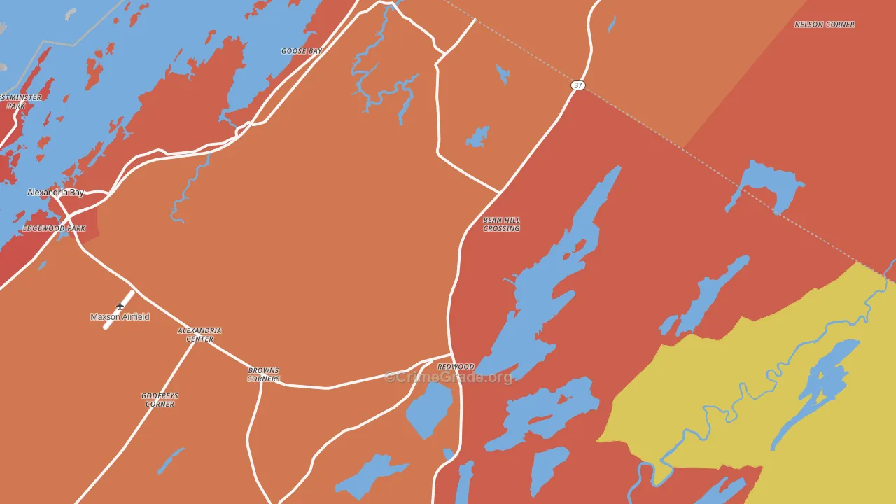 Redwood, NY Map of Burglary Rates