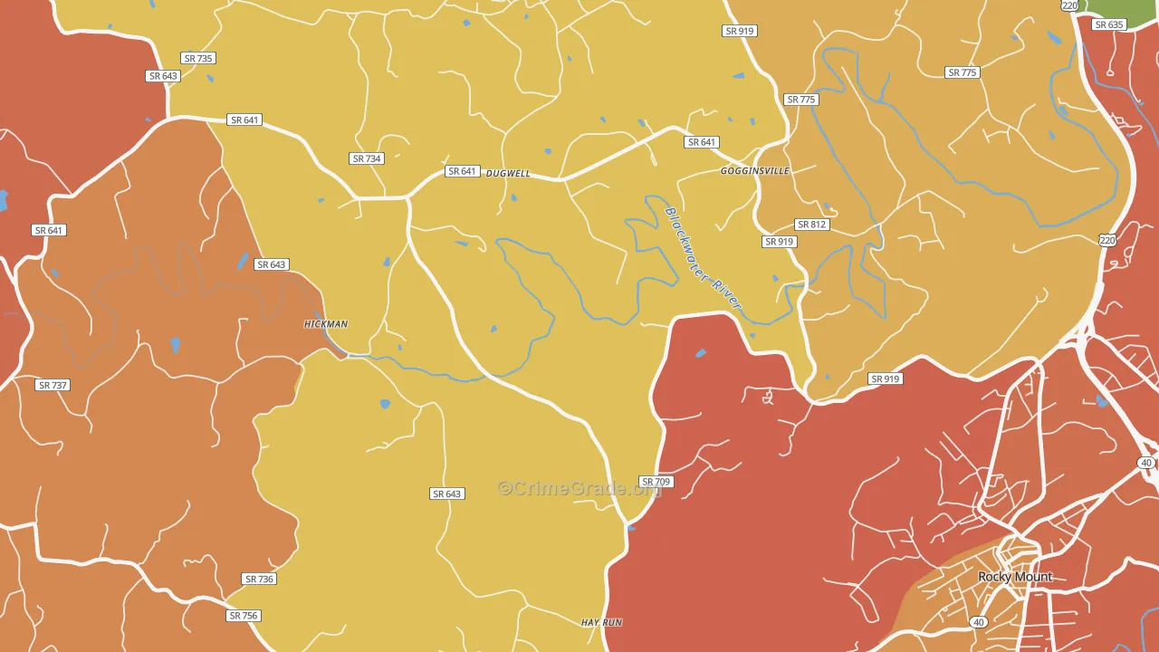 Redwood, VA Map of Burglary Rates