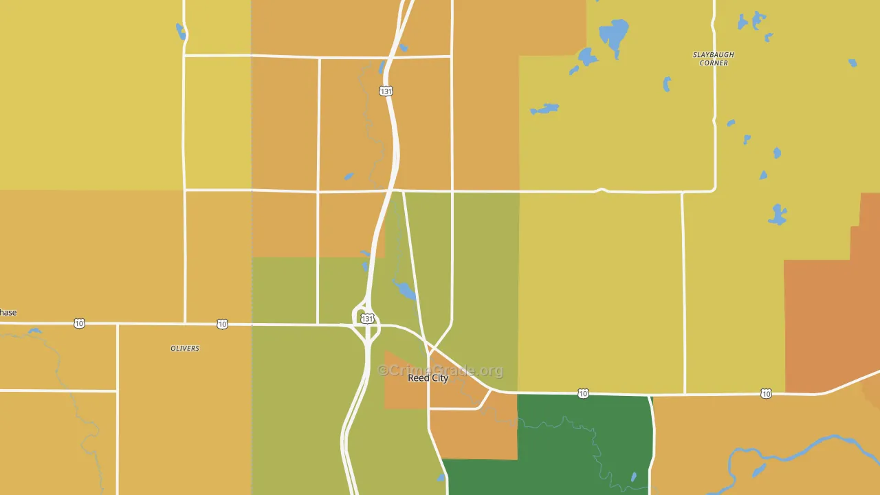 Reed City, MI Map of Burglary Rates