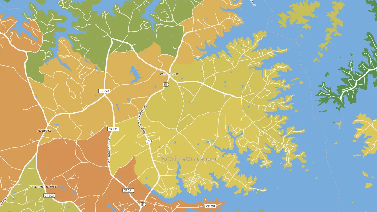 Reed Creek, GA Map of Burglary Rates