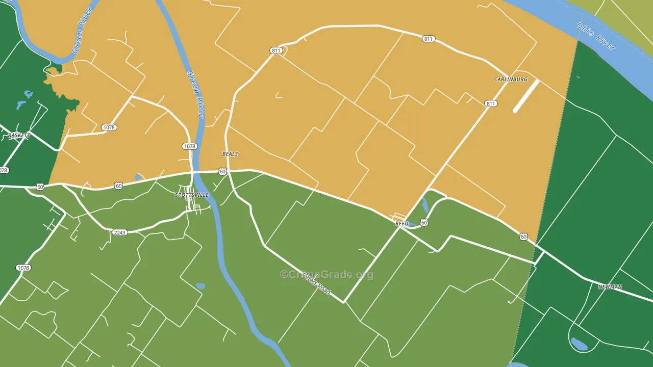 Reed, KY Map of Burglary Rates