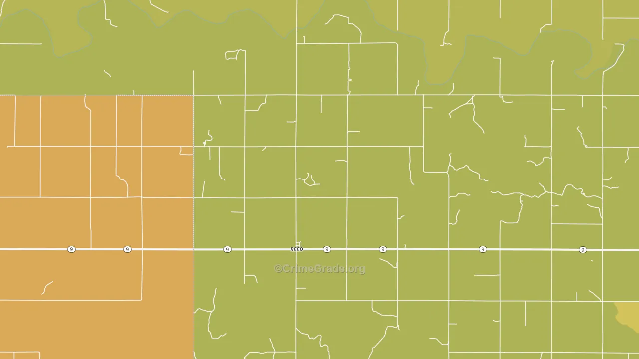 Reed, OK Map of Burglary Rates
