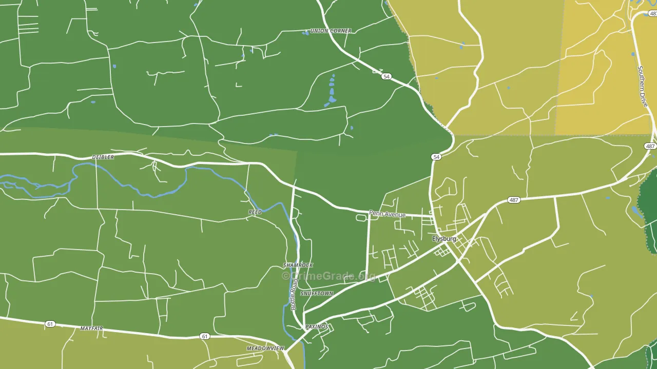 Reed, PA Map of Burglary Rates