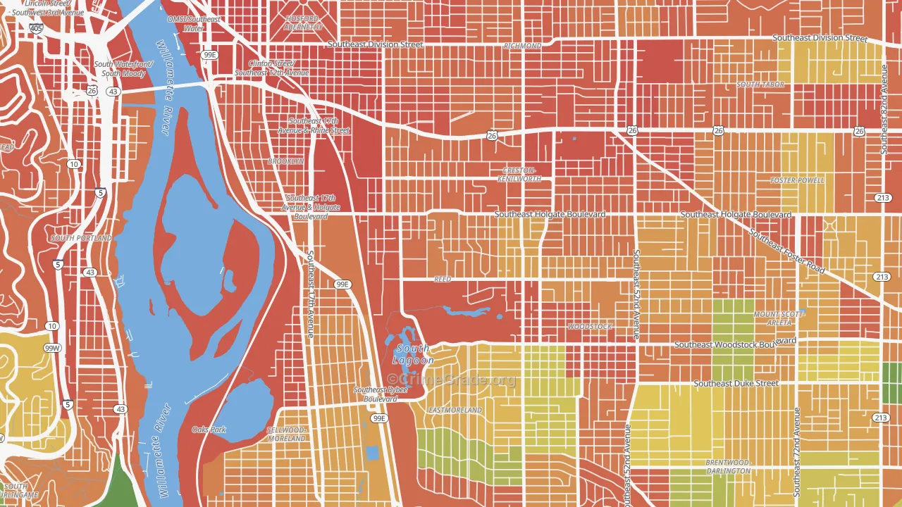 Reed, Portland, OR Map of Burglary Rates