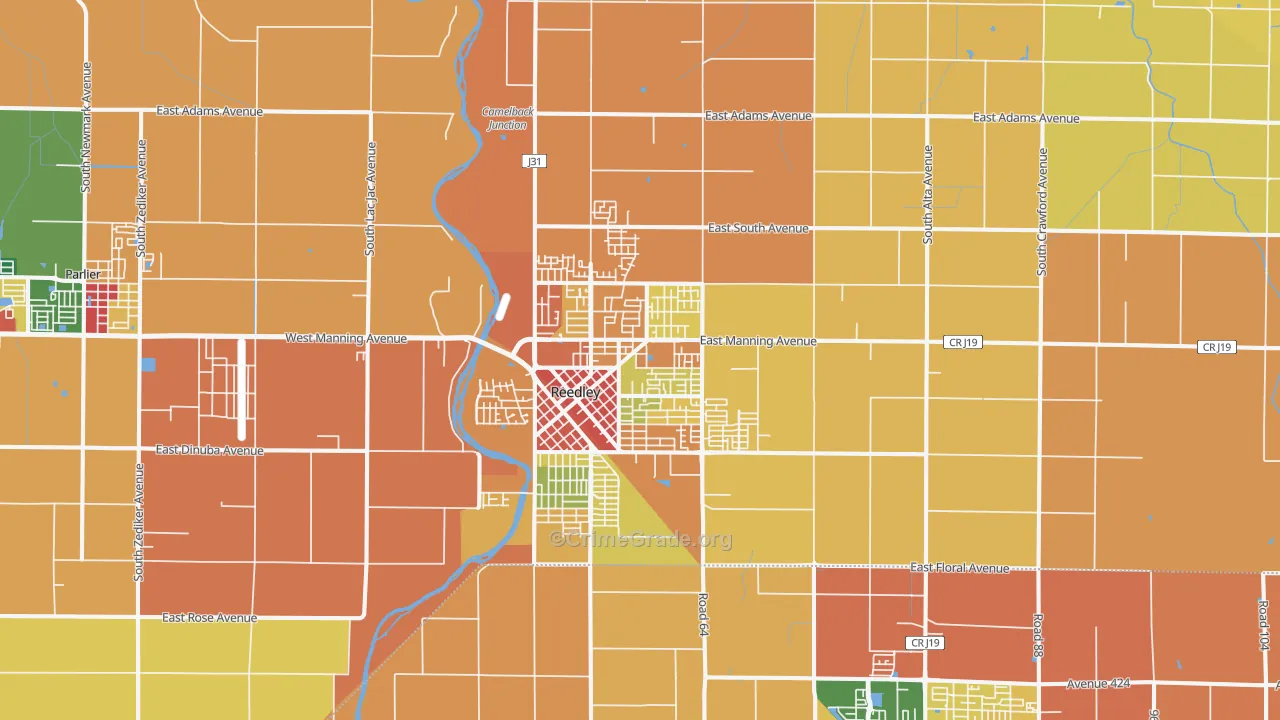 Reedley, CA Map of Burglary Rates