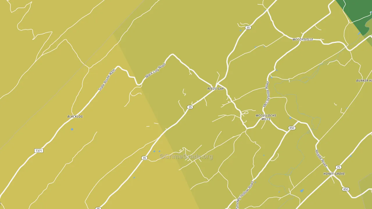 Reeds Gap, PA Map of Burglary Rates