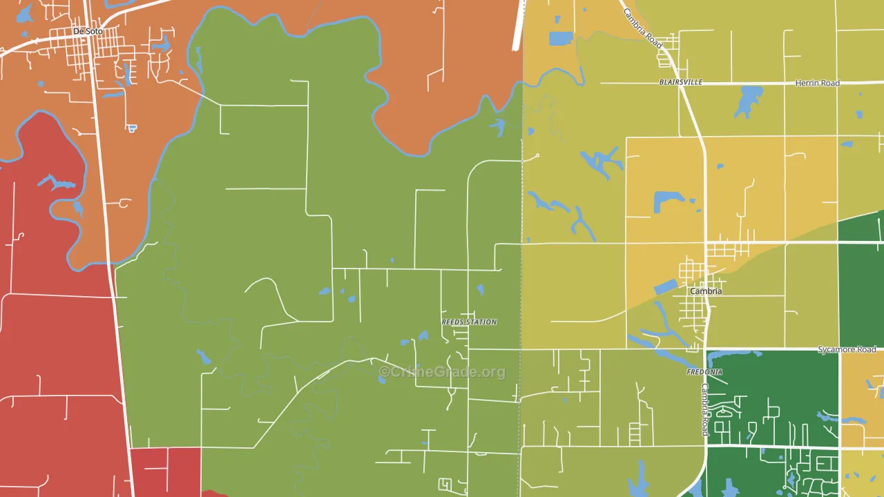 Reeds Station, IL Map of Burglary Rates