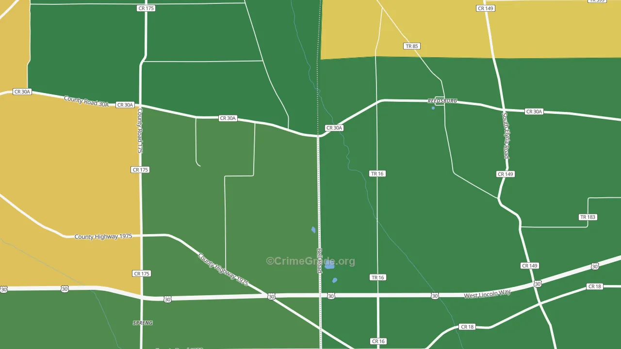 Reedsburg, OH Map of Burglary Rates
