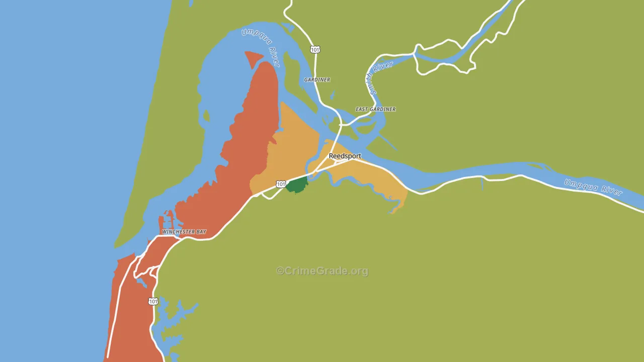 Reedsport, OR Map of Burglary Rates