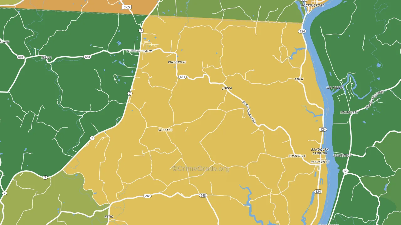 Reedsville, OH Map of Burglary Rates