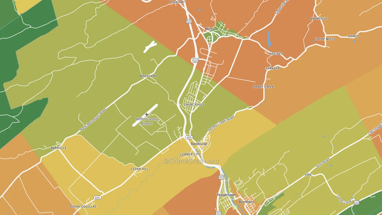Reedsville, PA Map of Burglary Rates
