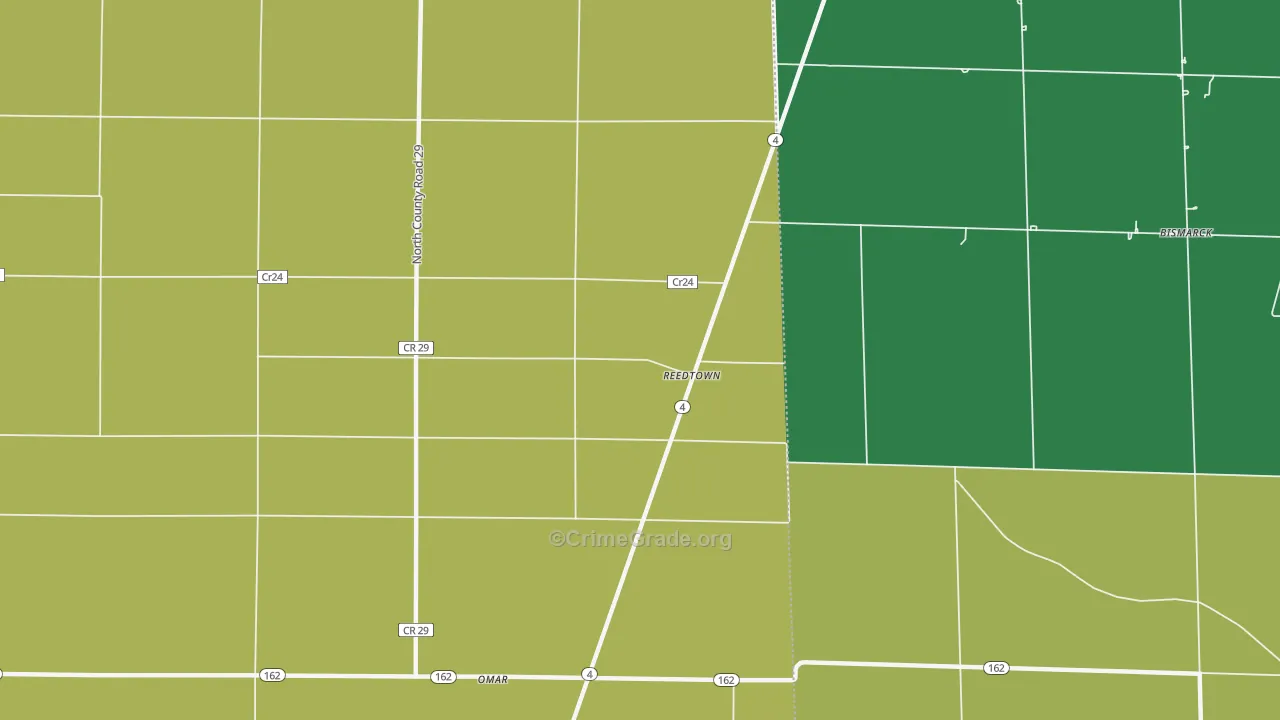 Reedtown, OH Map of Burglary Rates
