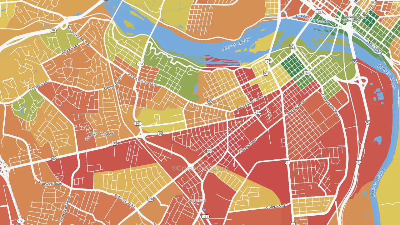 Reedy Creek, Richmond, VA Map of Burglary Rates