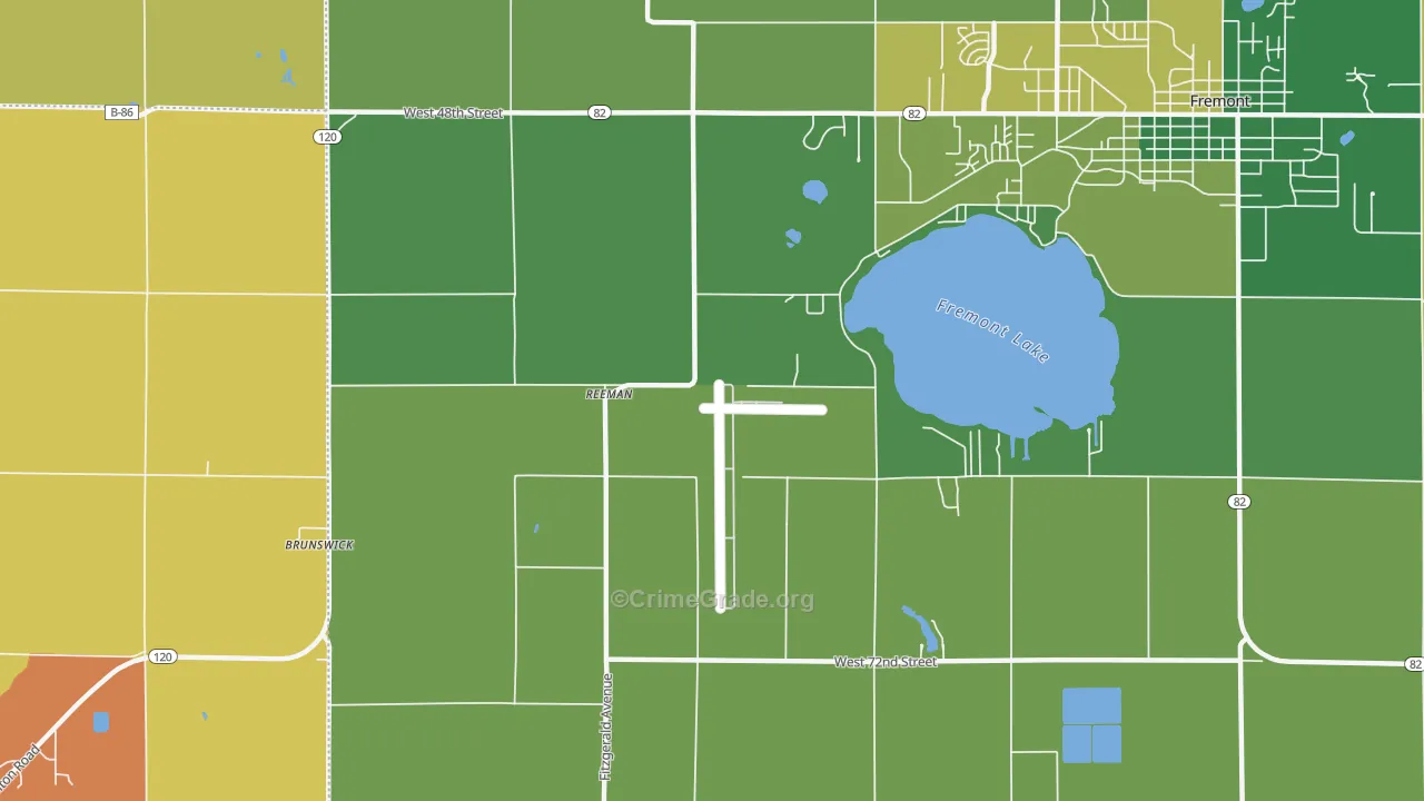 Reeman, MI Map of Burglary Rates