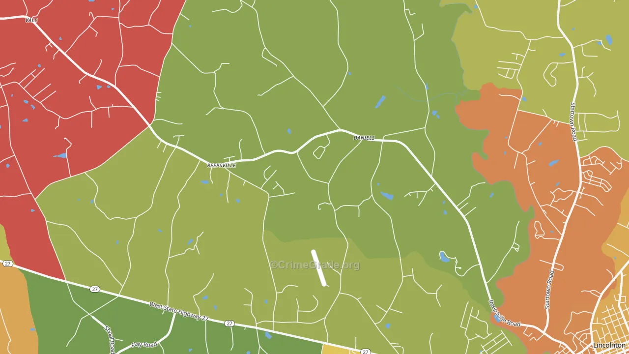Reepsville, NC Map of Burglary Rates