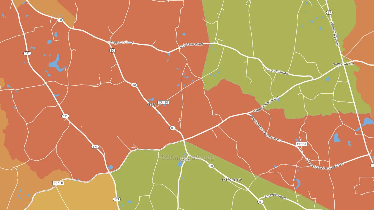 Reese, GA Map of Burglary Rates